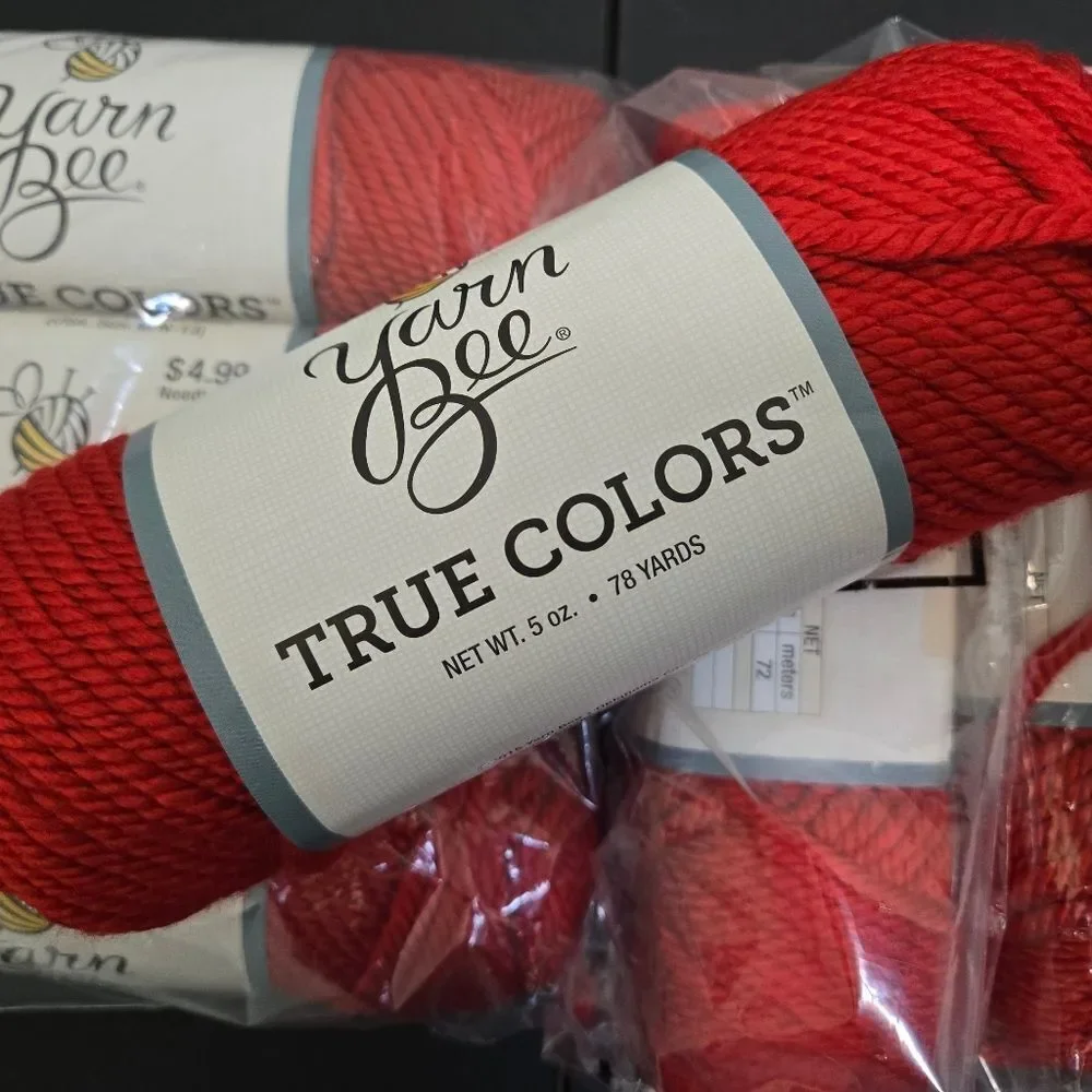 🎄🎄🎄 Yarn Bee True Colors Red Yarn 6 NEW SKEINS